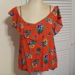 Off the shoulder floral top sz Large
